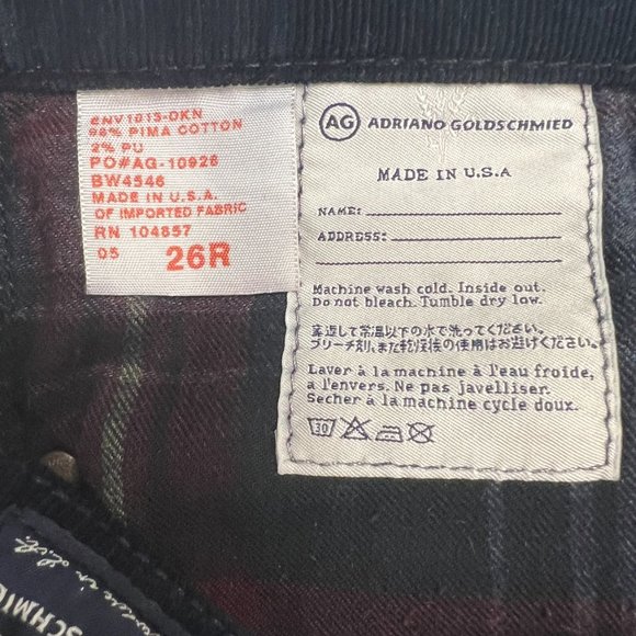 AG Adriano Goldschmied Navy Corduroy Angel Boot Cut Women's Pant Size 26R - Picture 2 of 5